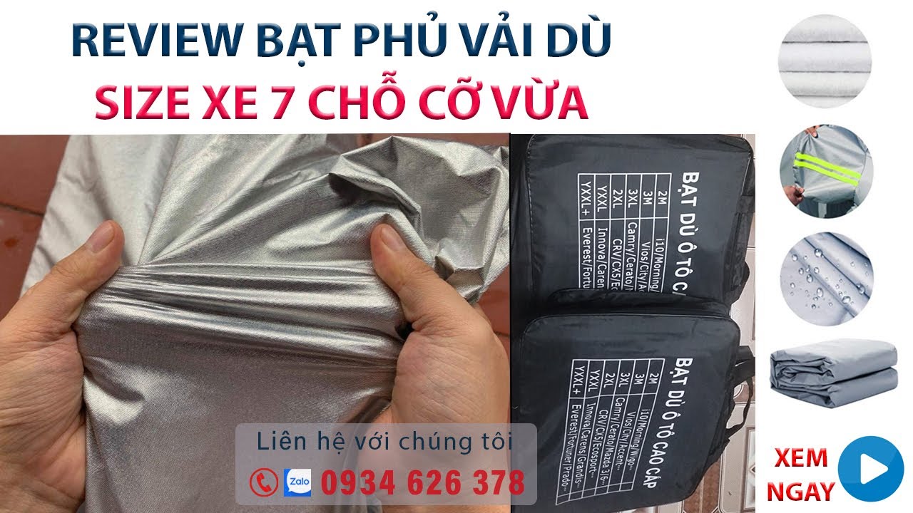 Review bạt phủ trùm vải dù cao cấp bảo vệ xe ô tô suv 7 chỗ cỡ vừa Innova, Santafe, CX8, Fortuner