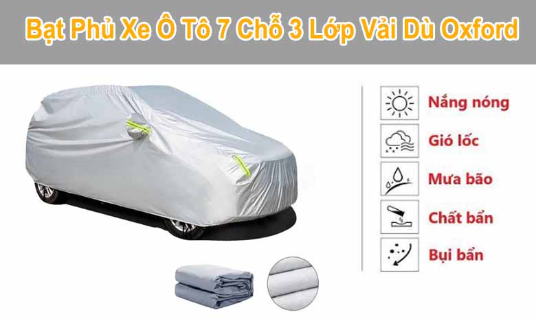 Bạt Phủ Xe ô tô 7 chỗ 3 lớp vải dù Oxford