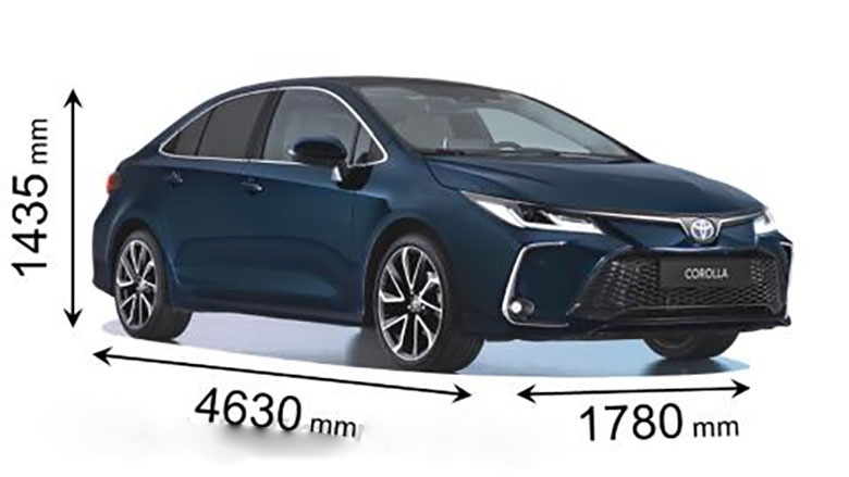 Kích thước xe Toyota Corolla Altis