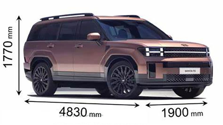 Kích thước tổng thể xe Hyundai Santafe 2024