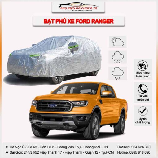 Bạt phủ xe Ford Ranger 3 lớp vải dù Oxford