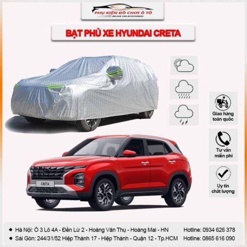 Bạt phủ xe Hyundai Creta 3 lớp vải dù Oxford