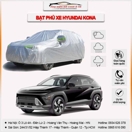 Bạt phủ xe Hyundai Kona 3 lớp vải dù Oxford