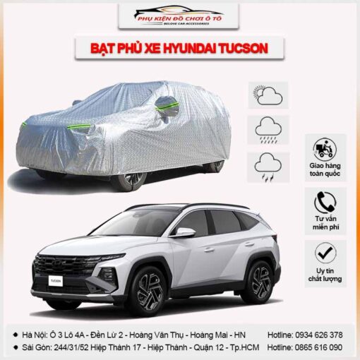 Bạt phủ xe ô tô Hyundai Tucson 3 lớp vải dù Oxford
