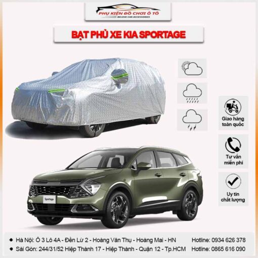Bạt phủ xe Kia Sportage 3 lớp vải dù Oxford