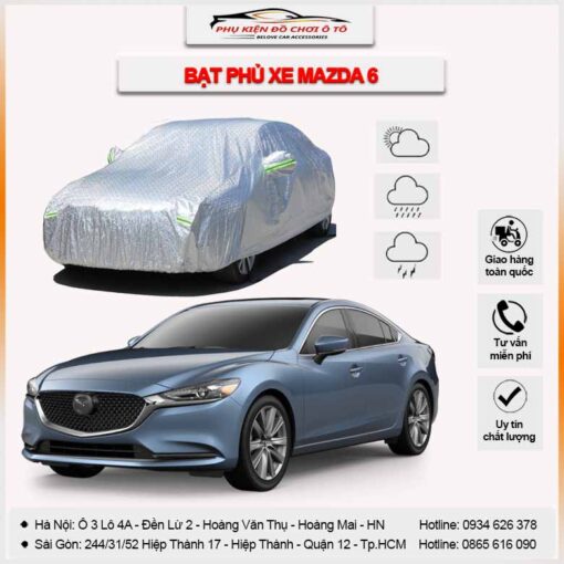 Bạt phủ xe Mazda 6 3 lớp vải dù Oxford