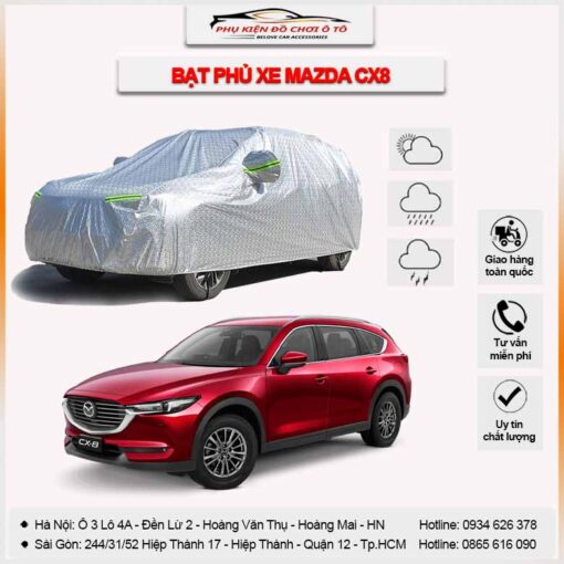 Bạt phủ xe Mazda CX8 3 lớp vải dù Oxford