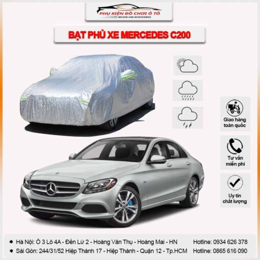 Bạt phủ xe Mercedes C200 3 lớp vải dù Oxford