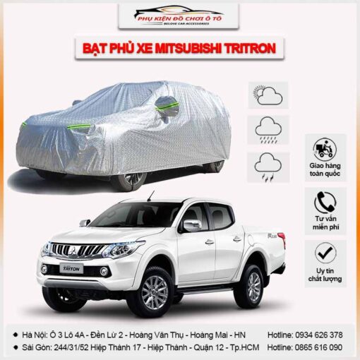 Bạt phủ xe ô tô Mitsubishi Triton 3 lớp vải dù Oxford