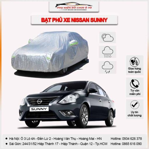 Bạt phủ xe Nissan Sunny 3 lớp vải dù Oxford
