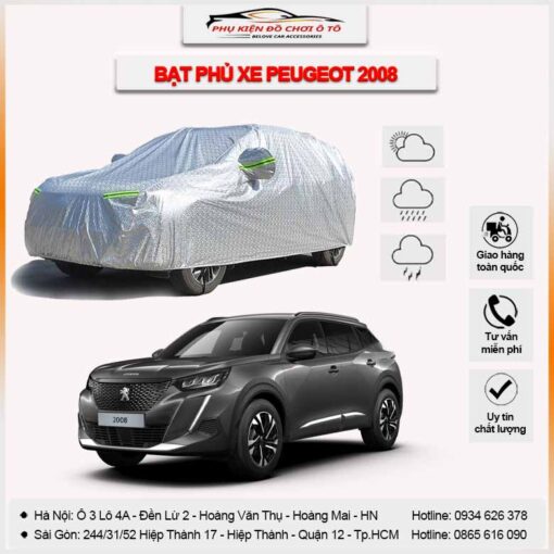 Bạt phủ xe Peugeot 2008 3 lớp vải dù Oxford