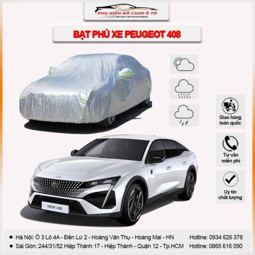 Bạt phủ xe Peugeot 408 3 lớp vải dù Oxford