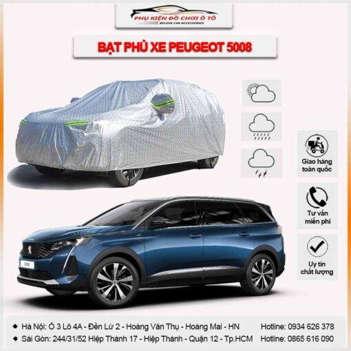 Bạt phủ xe Peugeot 5008 3 lớp vải dù Oxford