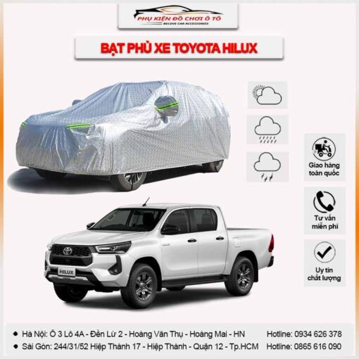 Bạt phủ xe Toyota Hilux 3 lớp vải dù Oxford