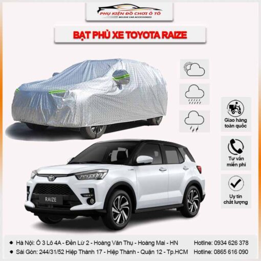 Bạt phủ xe Toyota Raize 3 lớp vải dù Oxford