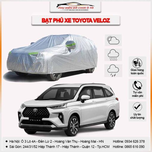 Bạt phủ xe ô tô Toyota Veloz 3 lớp vải dù Oxford