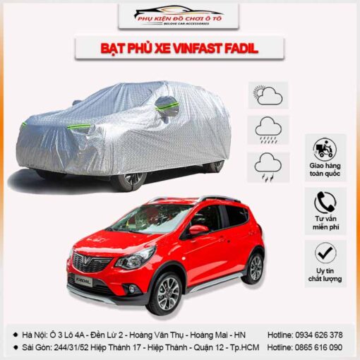 Bạt phủ xe ô tô Vinfast Fadil 3 lớp vải dù Oxford