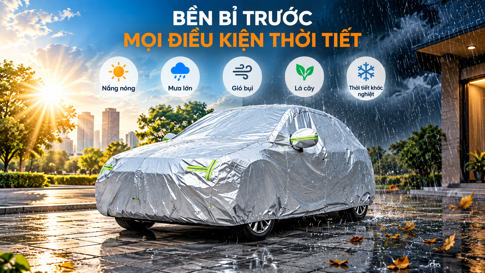 Chi tiết túi gương và phản quang bạt phủ ô tô